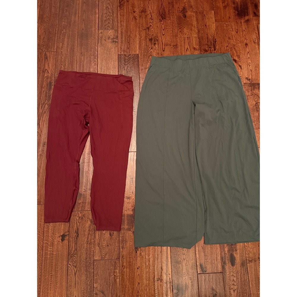 Old Navy Powersoft Wide Leg Pants & Avia Leggings Set Womens XXL 20 Green Red